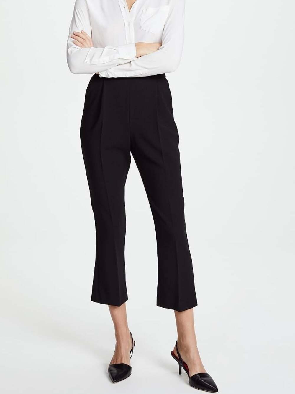 Black Halo Frida High-Rise Cropped Kick-Flare Trousers in Black 4